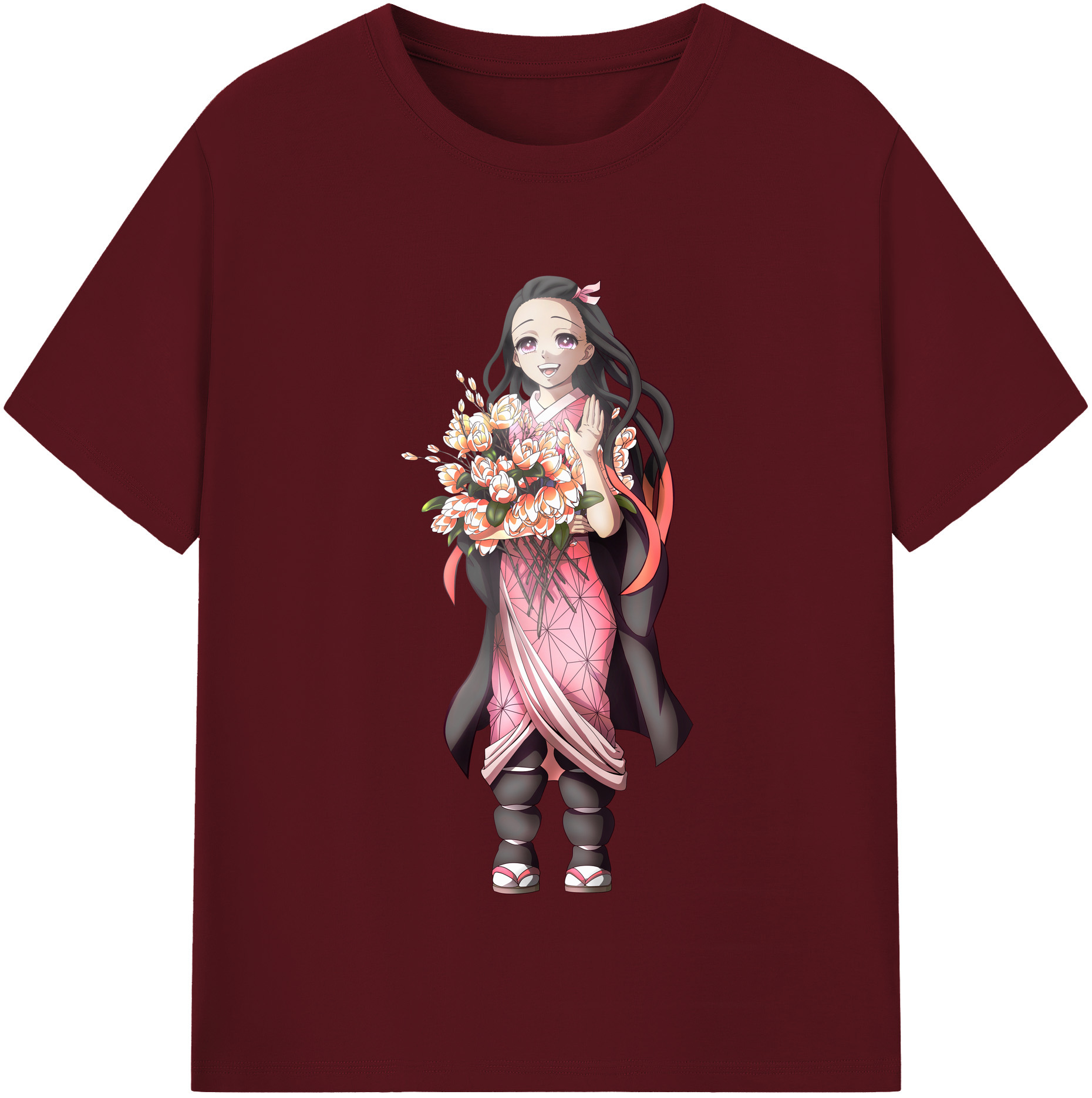 （画像用） 鬼滅の刃（きめつのやいば）竈門 禰󠄀豆子／かまど ねずこ Kamado Nezuko 綿100％半袖Tシャツ（フロントプリント）